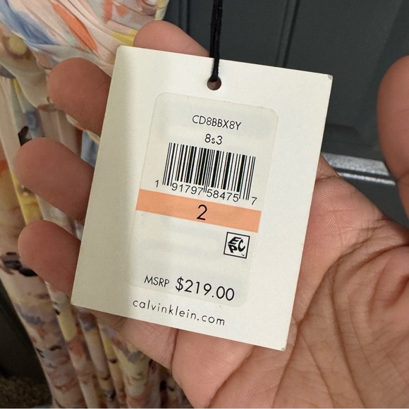 NWT Calvin Klein Elegant Pink Floral Halter Maxi Dress - Picture 7 of 16